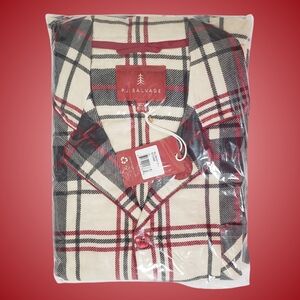 PJ Salvage Plaid Flannel Pajama Set Men XL Stone Red Loungewear NWT